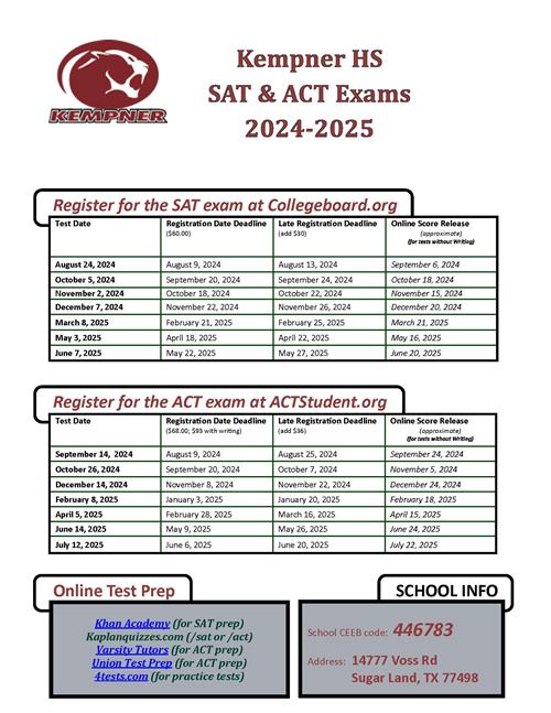 SAT/ACT Dates